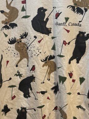 Hatley Shirt Mens White Allover Golf Animals Moose Bear Banff Canada One Size